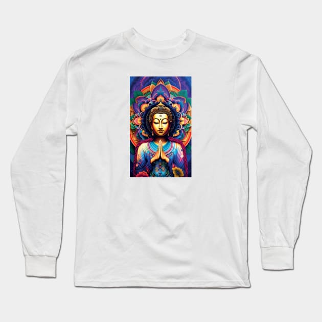Buddha Namaste Mandala Long Sleeve T-Shirt by mariasshop